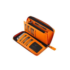 Zoozie Bags Cartera Mujer Naranja Piel Auténtica Elegante Sofisticada Lujo Funcional 19.5x10x2cm
